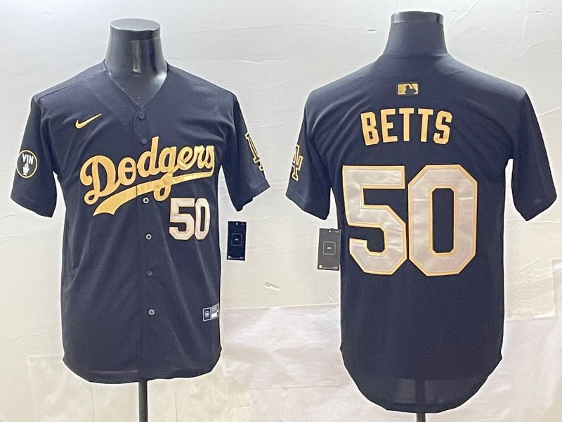 Men Los Angeles Dodgers #50 Betts Black Gold Nike 2025 MLB Jersey style 4263->los angeles dodgers->MLB Jersey